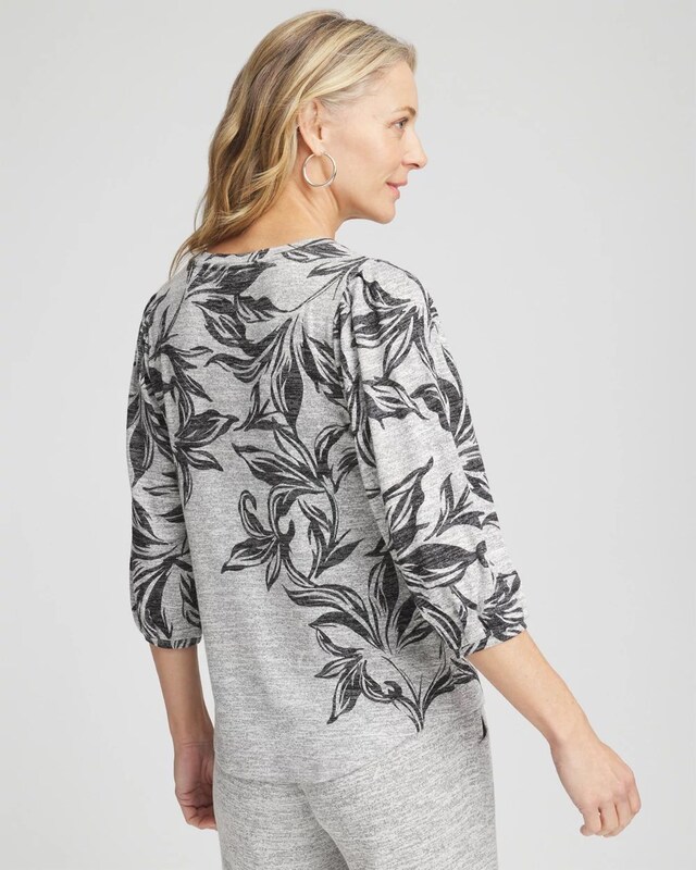 Zenergy Soft Essentials Floral 3/4 Sleeve Top - image 3